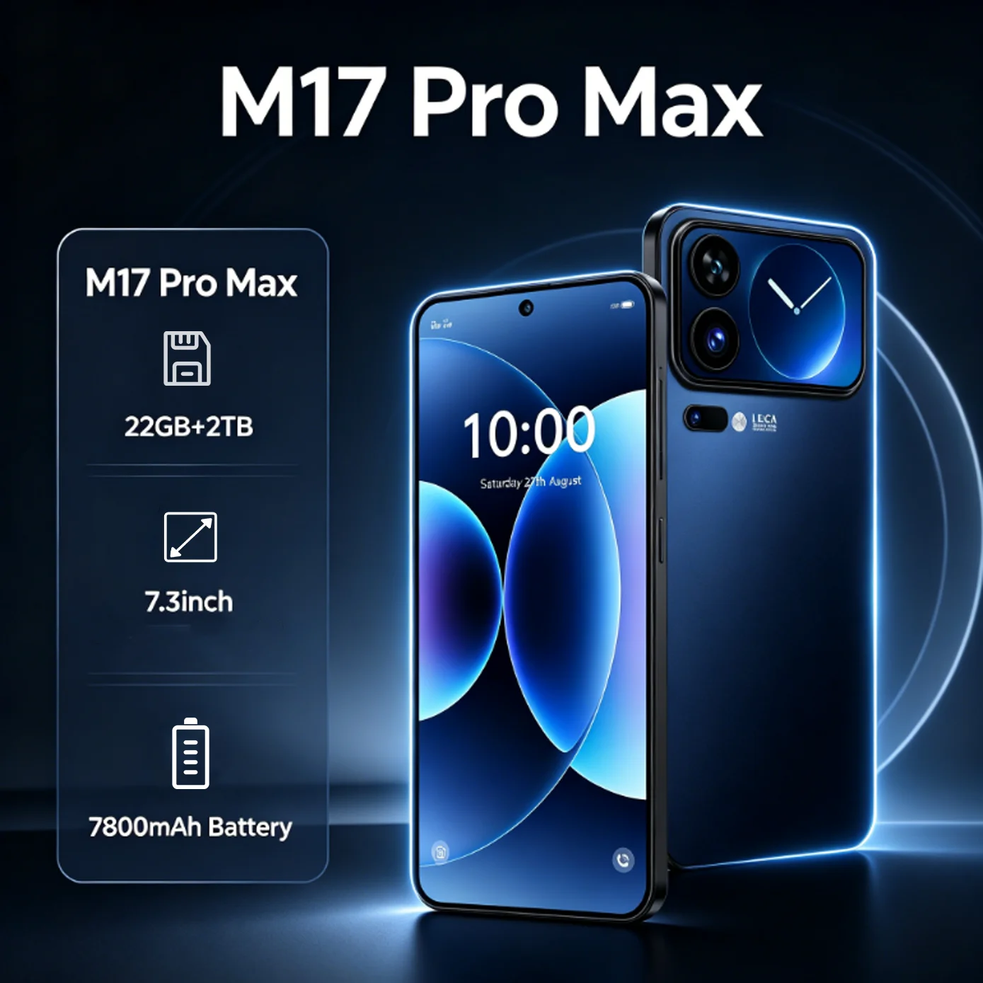

HOT SALE M17 Pro Max Global Version 7.3" HD Snapdragon 8 Gen4 Standby 16GB 1TB Dual Card 7800mAh 108M Android