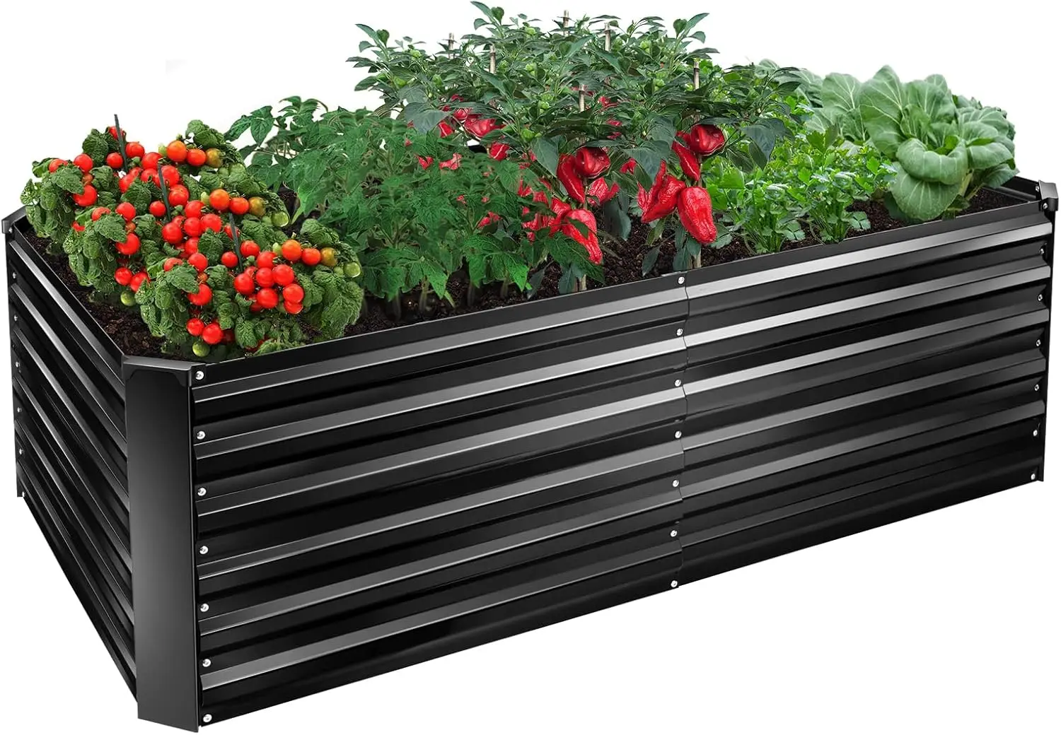 

6x3x2ft Galvanized Raised Garden Bed Kit, Large Metal Planter Box for Flowers Vegetables Herbs