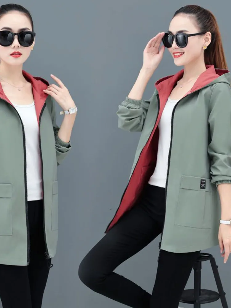 Women Lapel Windbreaker Fashion Elegant Fashion Temperament Long Sleeve Chic Office Vintage Basic Solid Trench Coat New