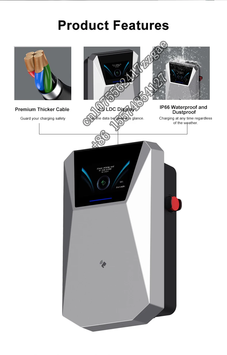 Home Electric Vehicle Charging Station 32A Outdoor EVSE with WiFi NEMA 14-50 Plug 25 FT Cable 240V Level 2 EV Charger