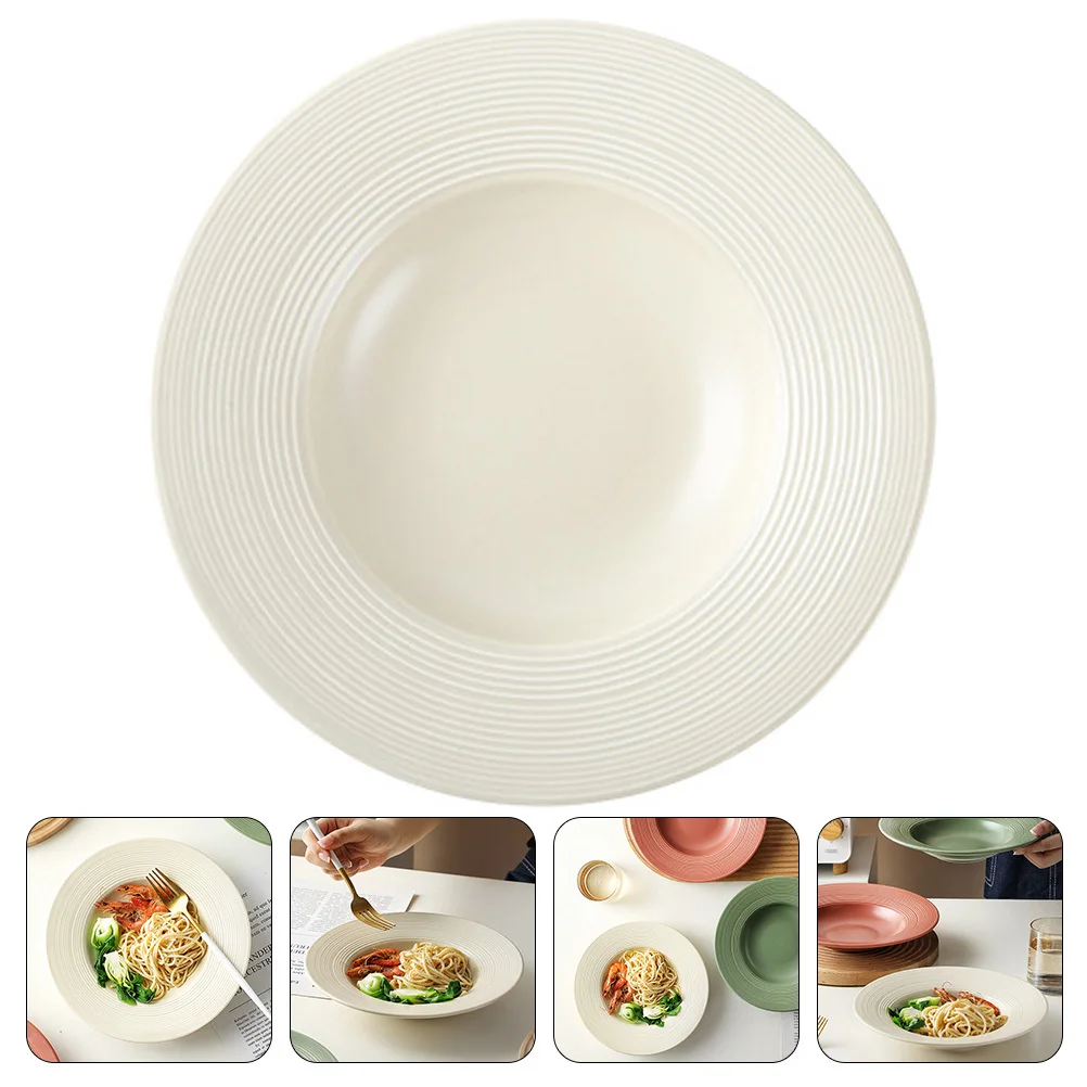 

Ceramic Deep Pasta Plate Straw Hat Shape Dinner Plate Multipurpose Use for Household Restaurant Bar Snack Serving