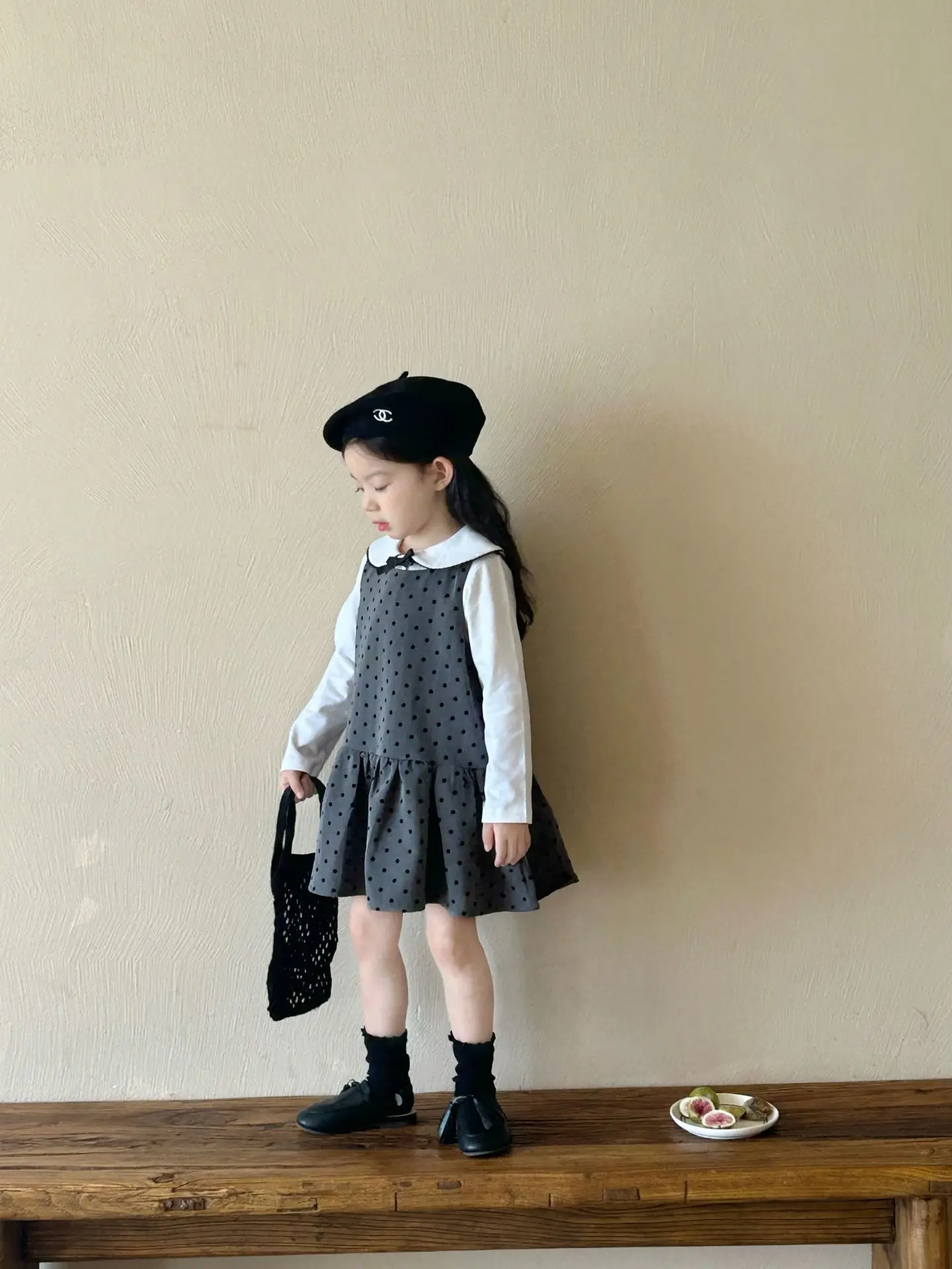 Girls Casual Dresses Autumn New Childrens Clothing Korean Vest Skirt Versatile Lotus Leaf Edge Princess 2024 Fashion Causal