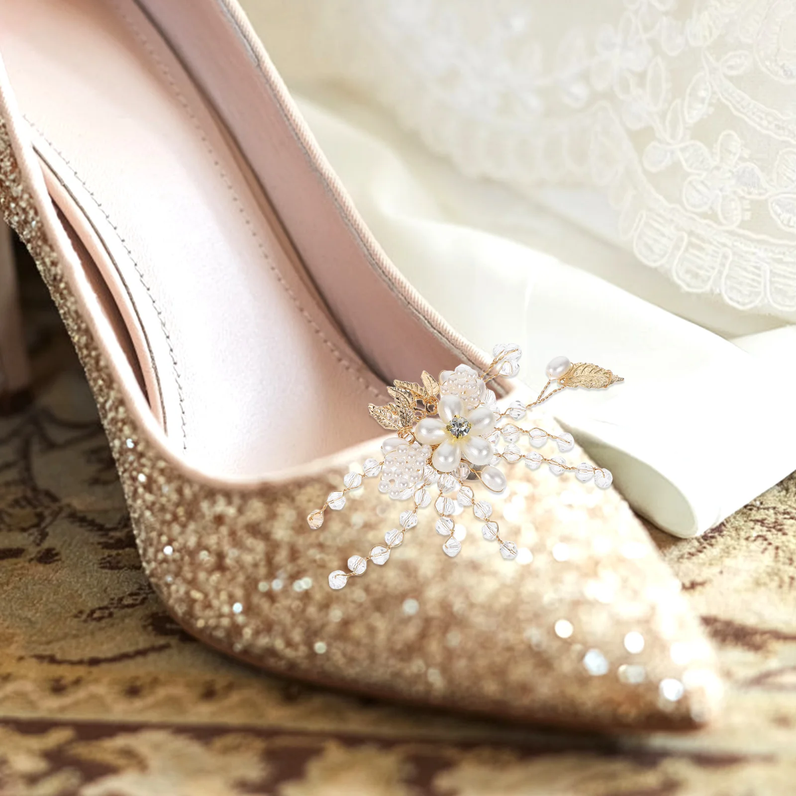 

Elegant Detachable Rhinestone Flower Shoe Clips DIY Bridal Wedding Party High Heels Accessories Shoe Accessories Clips
