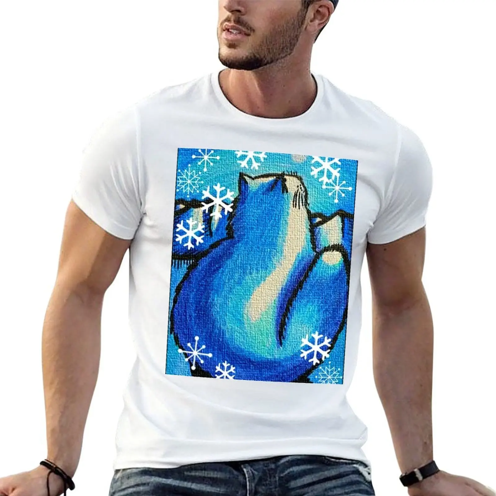

Snow Cat T-Shirt funny t shirts man anime t shirts oversize men t shirt cotton 100% T-Shirt