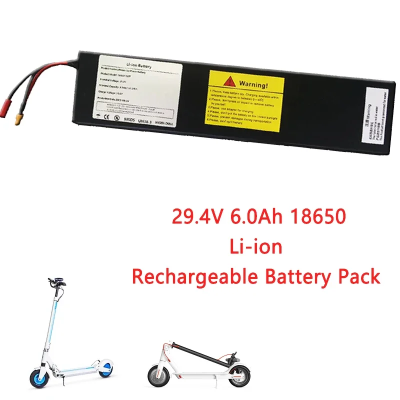 Bateria de iões de lítio para scooter elétrico, 7s2p, 7s2p, 29.4V, 6000mAh, 18650, novo, 2024