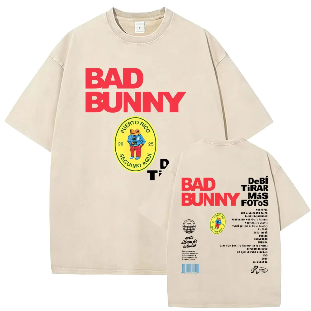 

Hot Sale Rapper Bad Bunny Debi Tirar Mas Fotos DTMF Vintage Washed T-shirts Men Women Hip Hop Fashion Street Oversized T Shirts