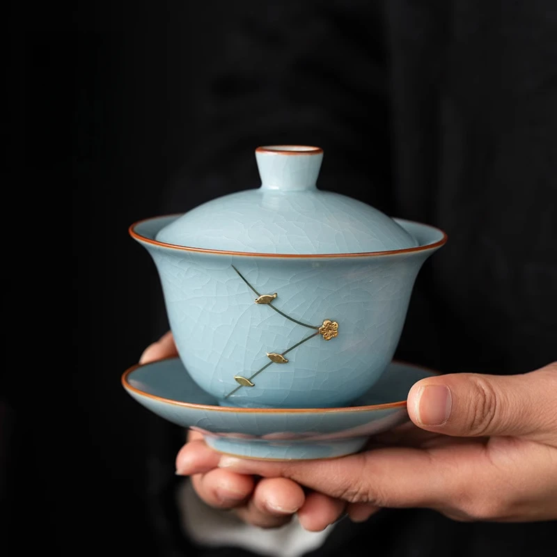 

Критая чаша для куриума с ногтями, винтажная фарфоровая чайная чаша Li Huiyi Ru с тремя талантами, китайский керамический чайный сервиз кунг-фу