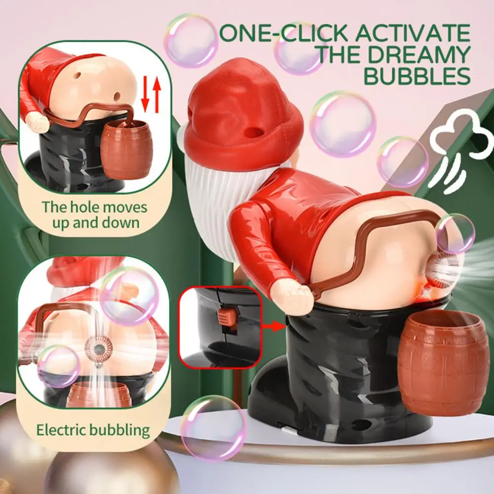 Sound Effects Santa Bubble Blowing Machine Automatic Fart Maker with Music for Kids Gift One Click Funny Toy Party Bubble Blower