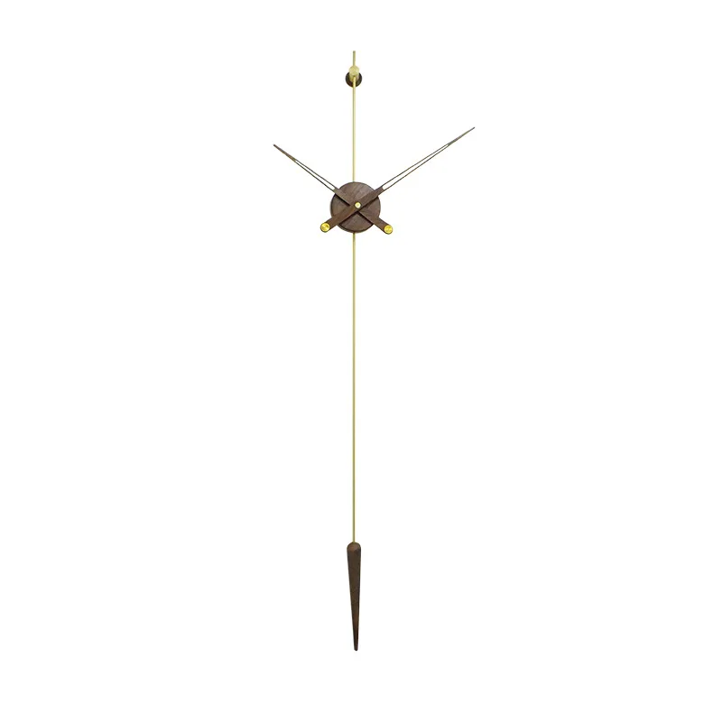 

Living room modern creative minimalist, wall clock, black walnut, oversized hands, silent, pendant