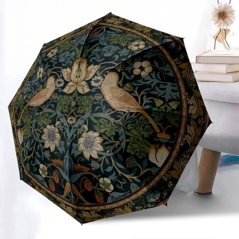 

vintage animal folding Umbrella Fashionable Auto-Open Design 8 Iron Ribs Plastic Handle Foldable Sunshade Perfect festival Gifts