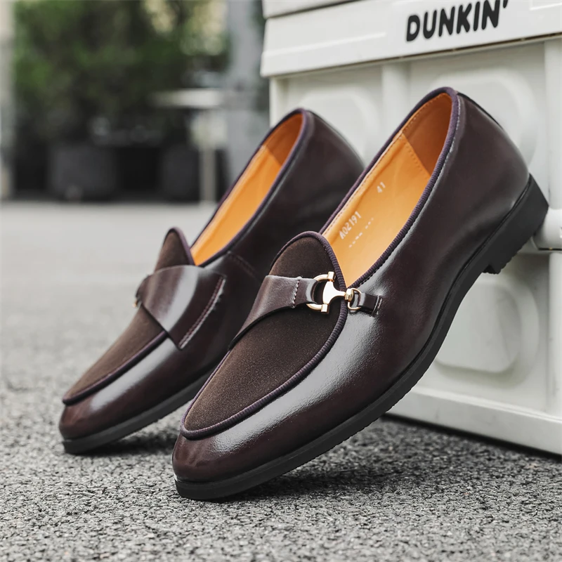 Brand Loafers Casual Leather Shoes Comfort Men Black Formal Dress Slip on Driving Soft Shoes Italy Moccasins Men Big Size 38-46