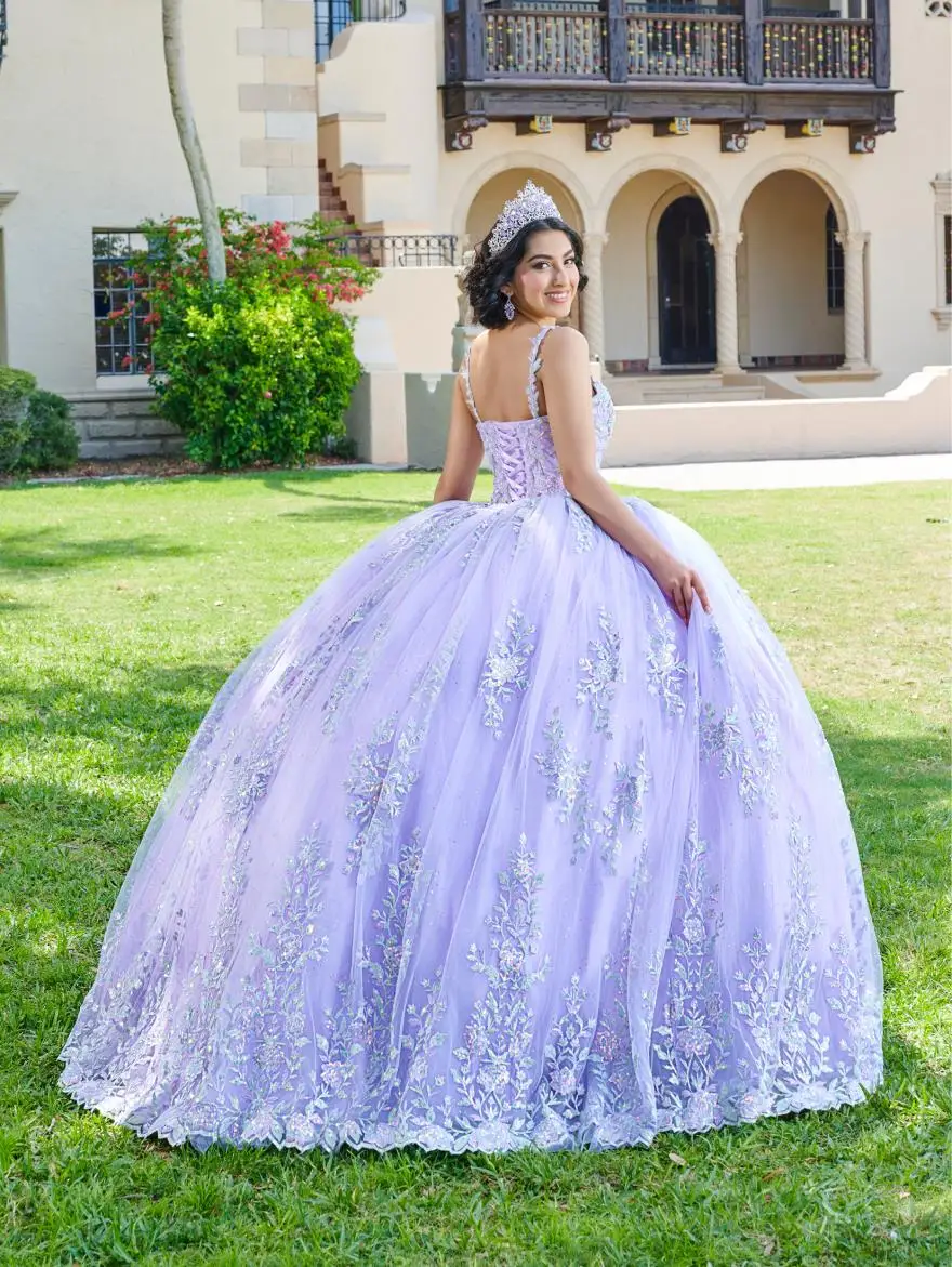 Lorencia Purple Ball Gown Quinceanera Dress 2024 Sweetheart With Cap Lace Applique Vestidos De 15 aecos Sweet 16 Birthday YQD129