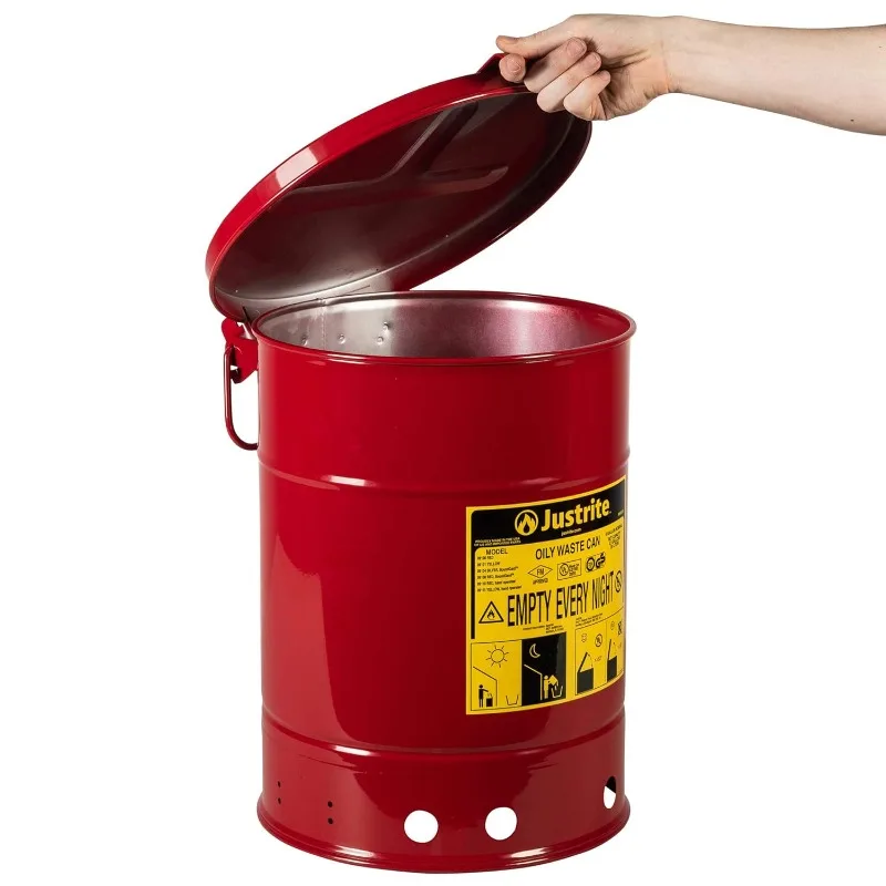 6 Gallon Galvanized Steel Oily Waste Can, 16