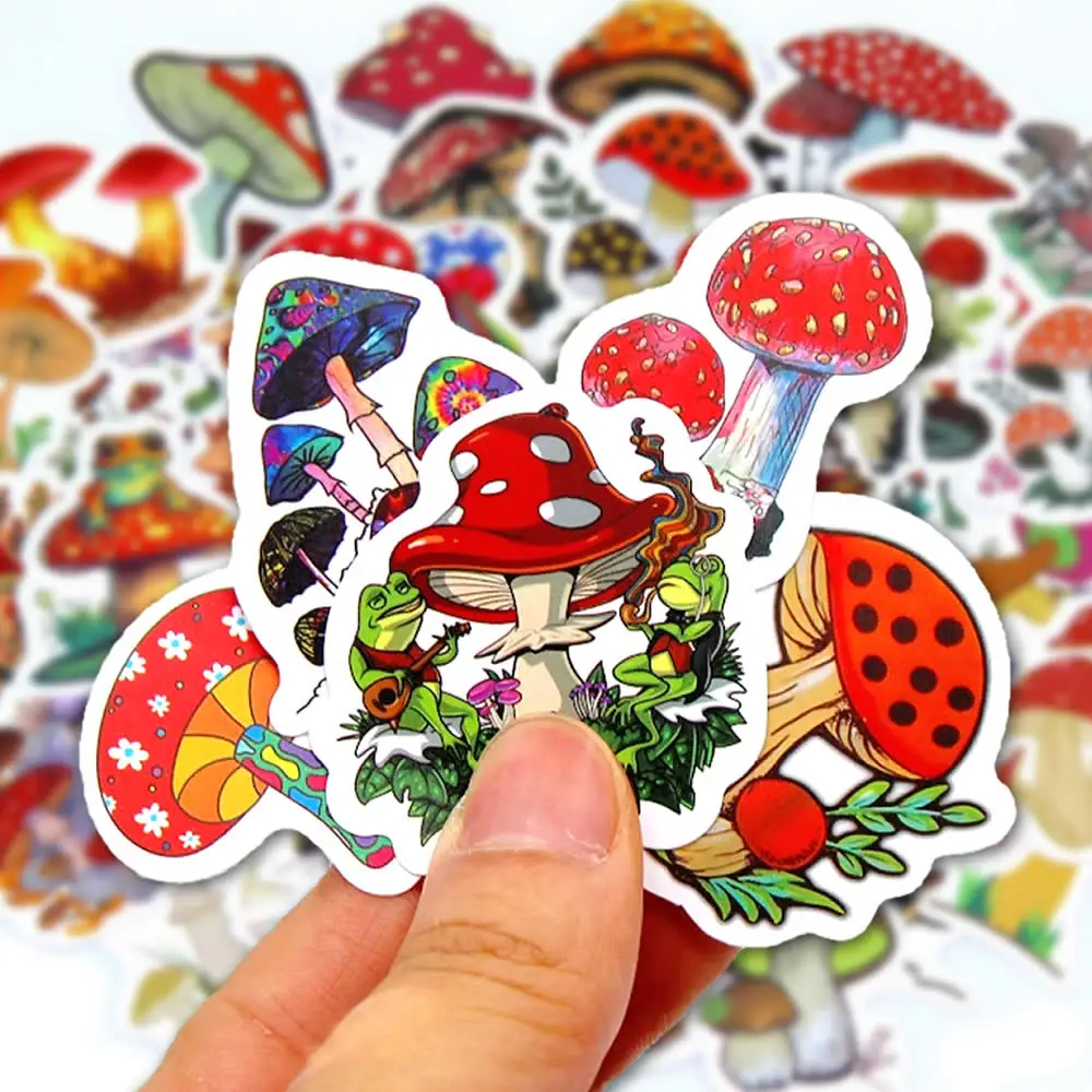 10/50/100pcs Kawaii Mushroom Stickers Toys Cute Cartoon Decals For Kids DIY Laptop Scrapbook Stationery Fridge Funny Sticker