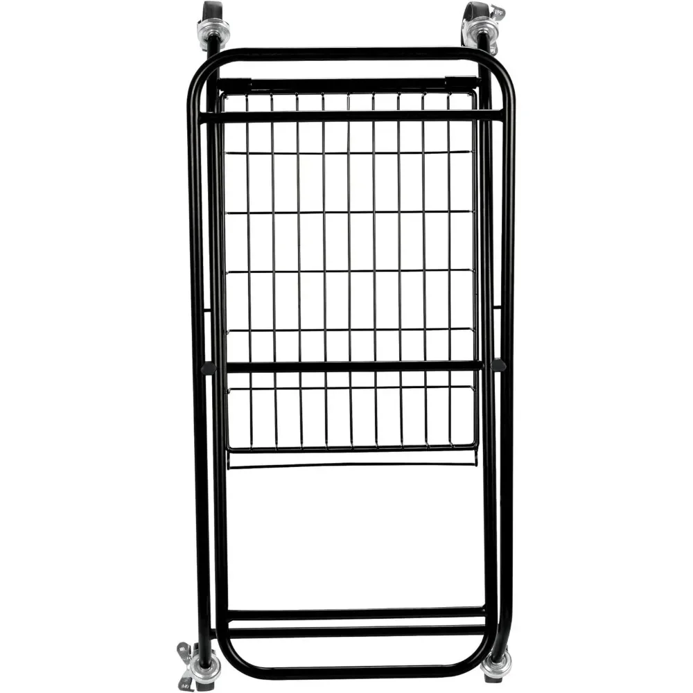 Collapsible Laundry Cart with Basket & four wheels, Black Large