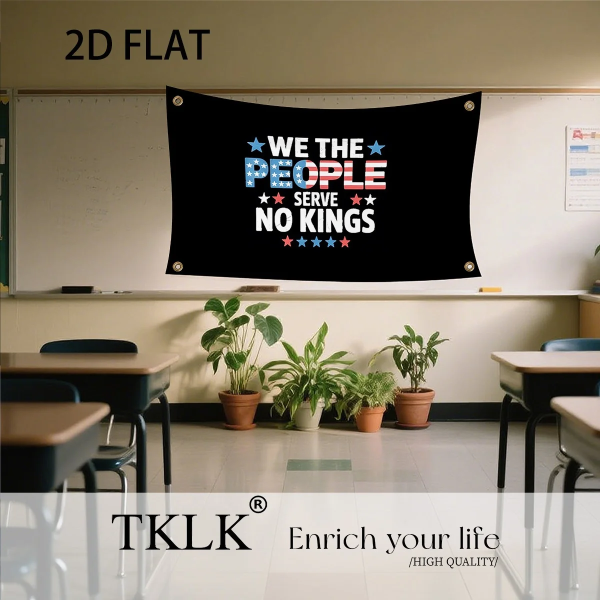 

1pc We The People Serve No King In America Flag Banner, 60x90cm/90x150cm Durable Polyester Fabric with 4 Grommets for Wall Decor