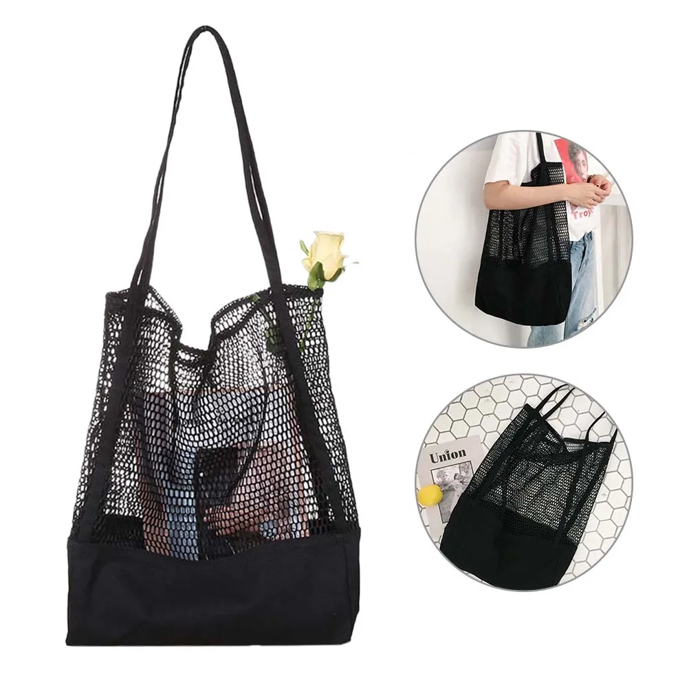 

Mesh Shopping Bag Organizer Reusable Washable Mesh Grocery Vegetable Fruit Bag Shopping Handbag Beach Bag Long Handle Net Tote (