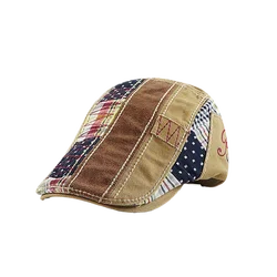 Men Beret Hat Patchwork Newsboy Beret Adjustable Cabbie Cotton Flat Cap for Driving Hunting Fishing Outdoor Free Shipping