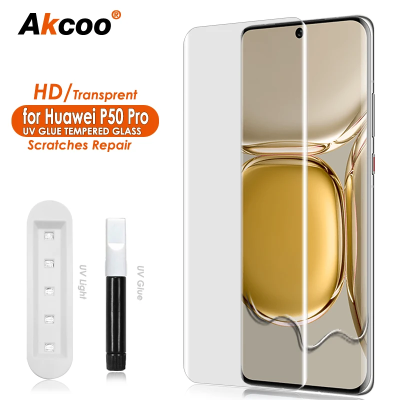 

Akcoo Screen Protector for Huawei P50 Pro Tempered Glass UV Set Edge to Edge Coverage / Scratches Repair / Sensitive Touch