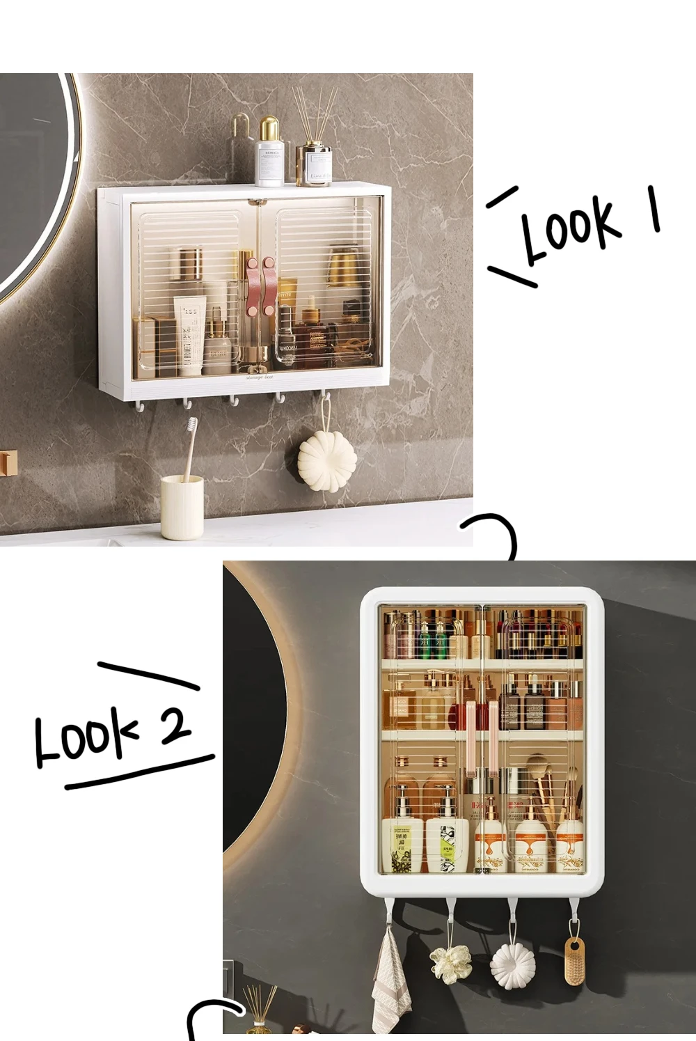 Household Wall Mounted Bathroom Storage Cabinet with Magnetic Suction Door Dustproof Storage Rack Kitchen Seasoning Storage Cabi