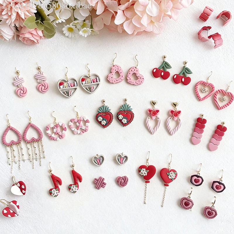 Valentine 's Heart Polymer Clay Cutters Sweet Strawberry Cherry Dessert Earrings Jewelry Pendant Making Pottery Clay Tools Mold - view 2