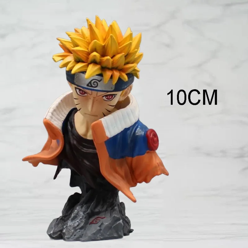 

10cm Japanese Anime Seventh Naruto Uzumaki Action Figure GK Wood Leaf Ninja Uzumaki Statue Bust Ninja Model PVC Collection Toys