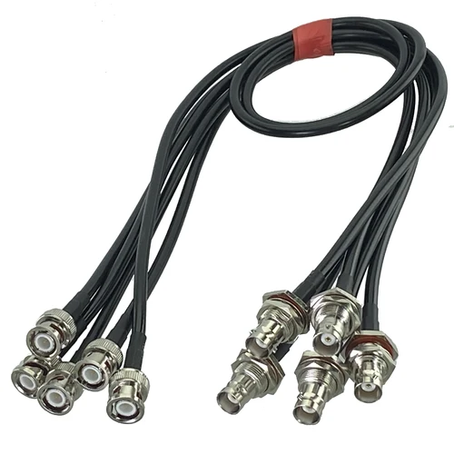 Conector macho RG58 BNC a conector hembra BNC, conector de engarzado de mamparo, Cable de puente coaxial RF, terminales de Cable de 6 pulgadas ~ 10 pies