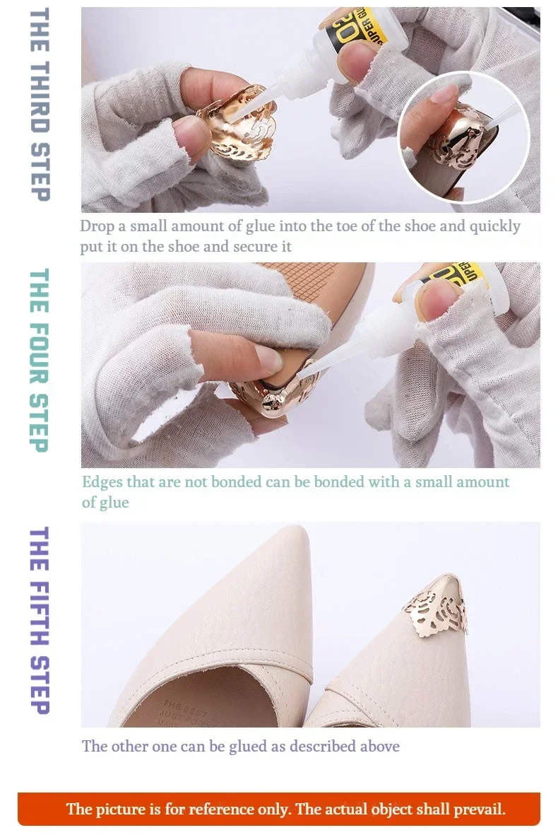 Frauen High Heel Metall Kappe Kappe Tragen und Reißen Concealer Anti-kicking Leder Schuhe Punkt Schutz Flache Schuh Tipps kappe Accessorices – Detail 8