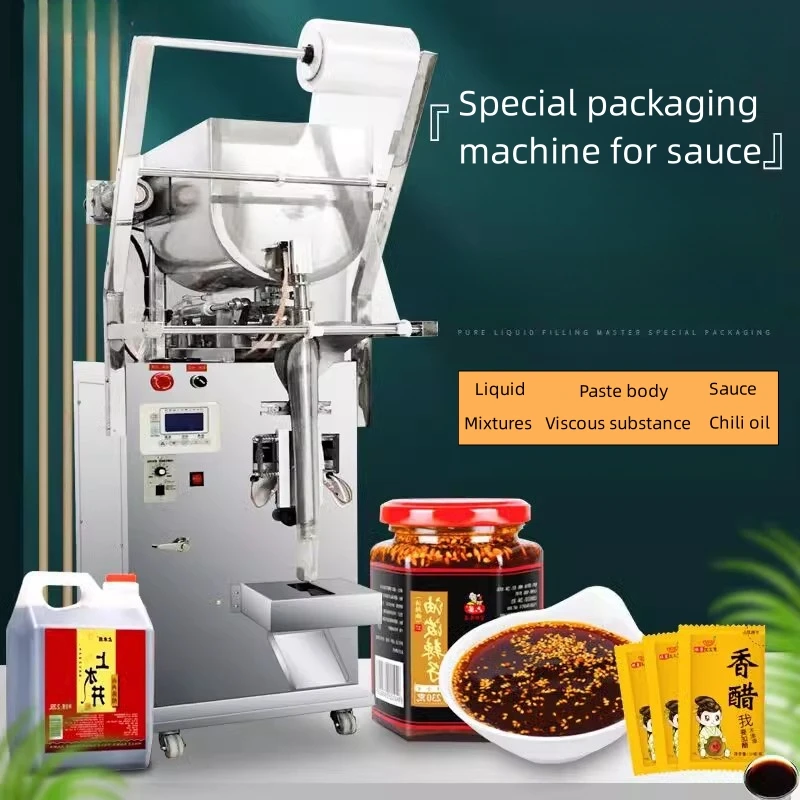 

Automatic chili oil liquid paste filling machine sauce drinks honey automatic quantitative packaging machine with stirring