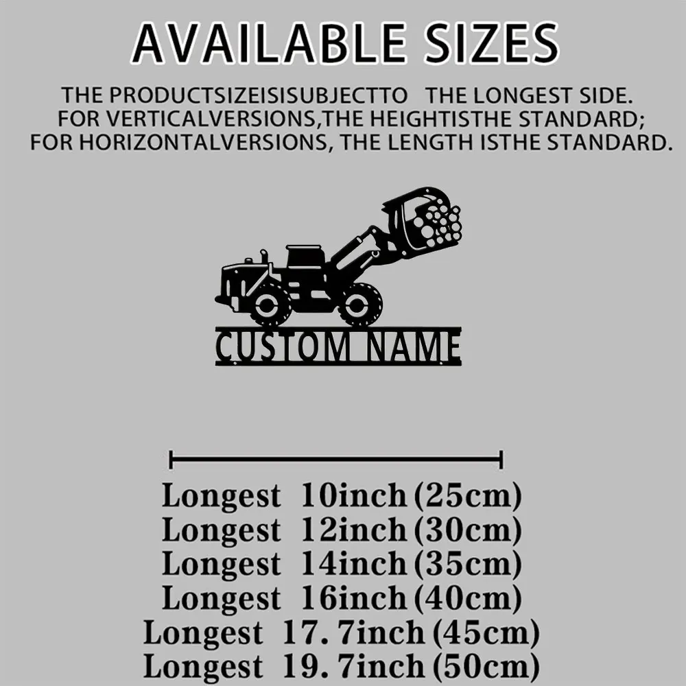 Personalized Laser Engraved 2D Plane Wheel Loader Metal Plaque Decorative Art Style Rust-resistant Weatherproof Iron Art Wall De