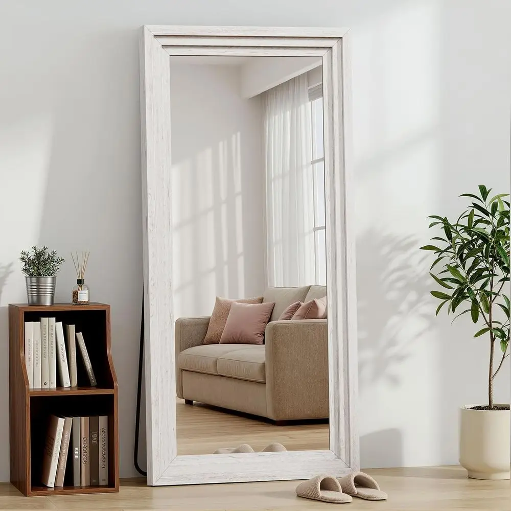 

ull Length Mirror 71"x30", Large Solid Wood e loor Mirror, Leaning loor Mirror, Stabl, Shatterproo Glass, ern Classic Style or B