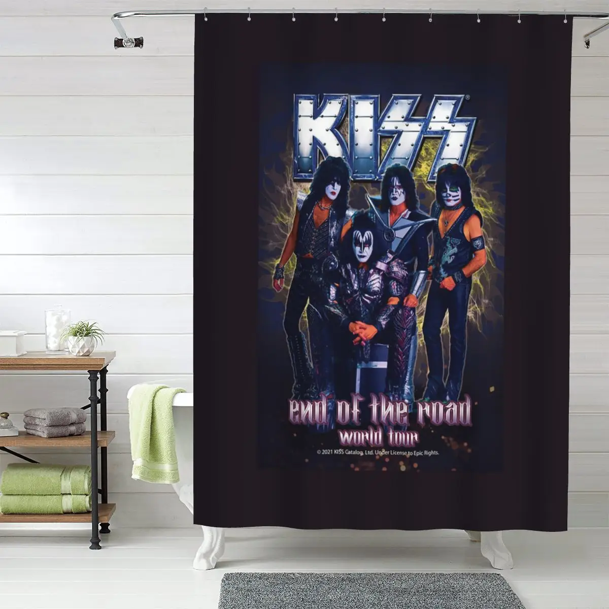 

Водонепроницаемая шторка для душа из полиэстера с рисунком рок-группы Kiss, с крючками