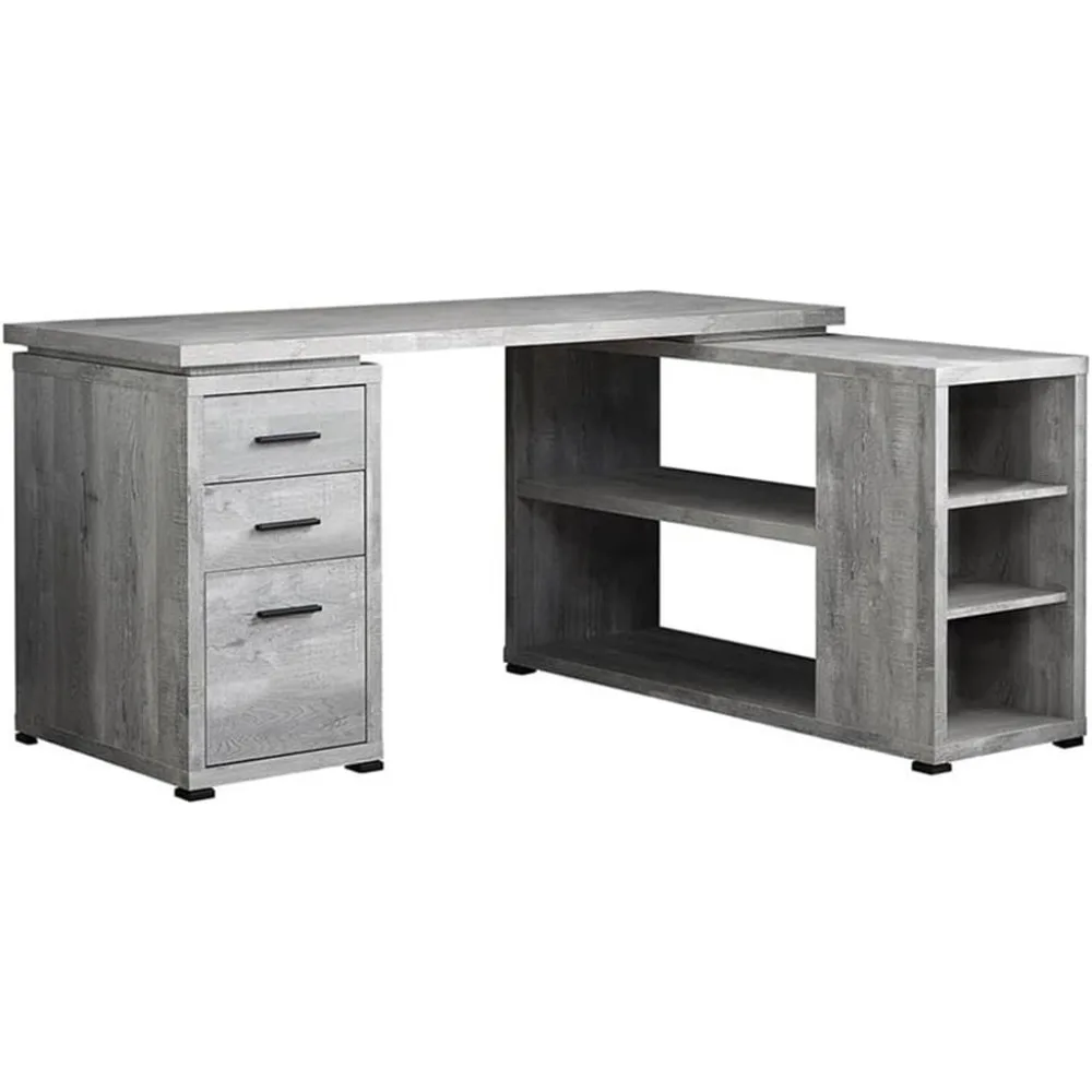 

Corner L-Shaped Home Office Desk for Laptops with Grey Laminate Finish