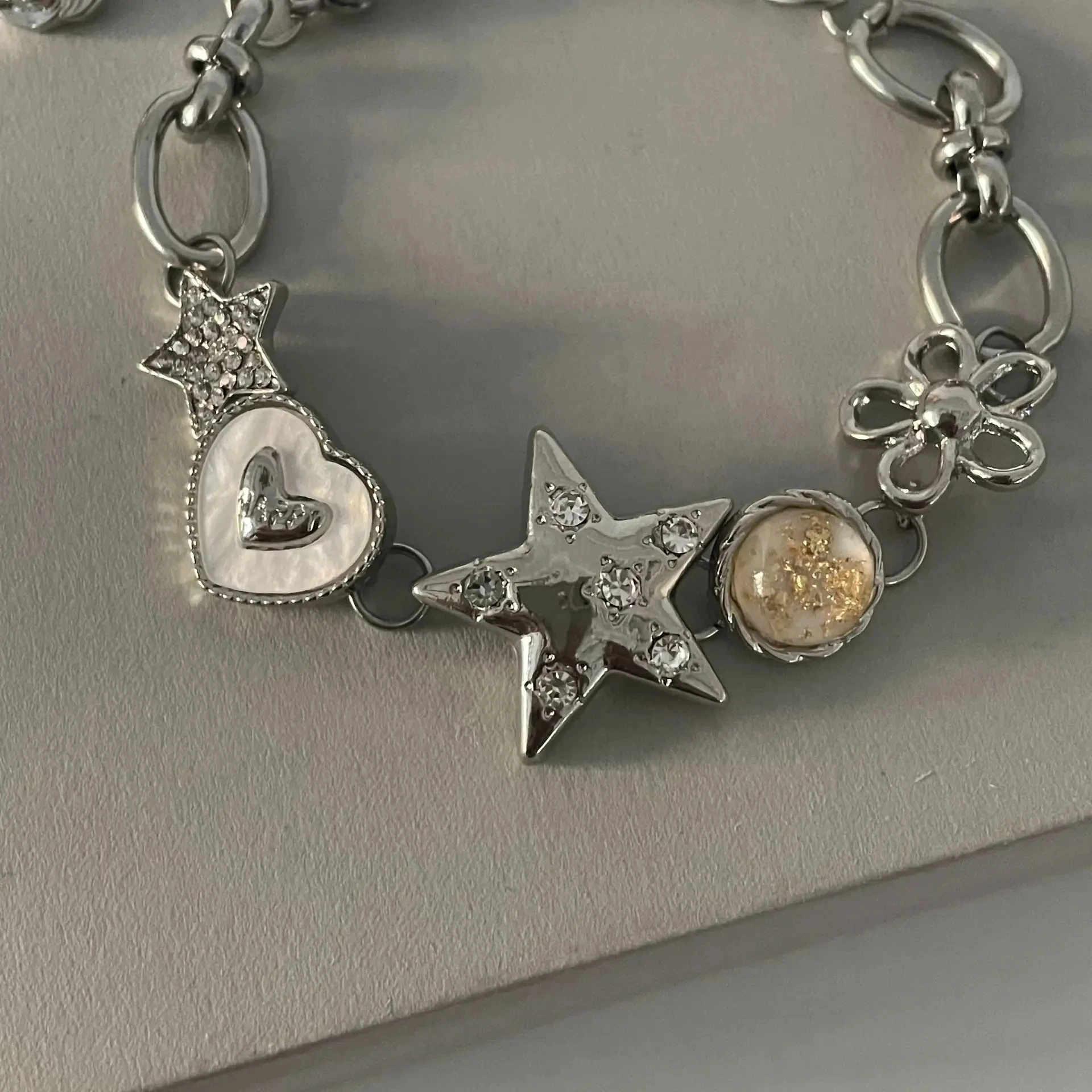 Aesthetic Heart Star Chain Bracelet All-match Fairy Love y2k Jewelry Daily Niche Design Commuter Accessories For Women Girls