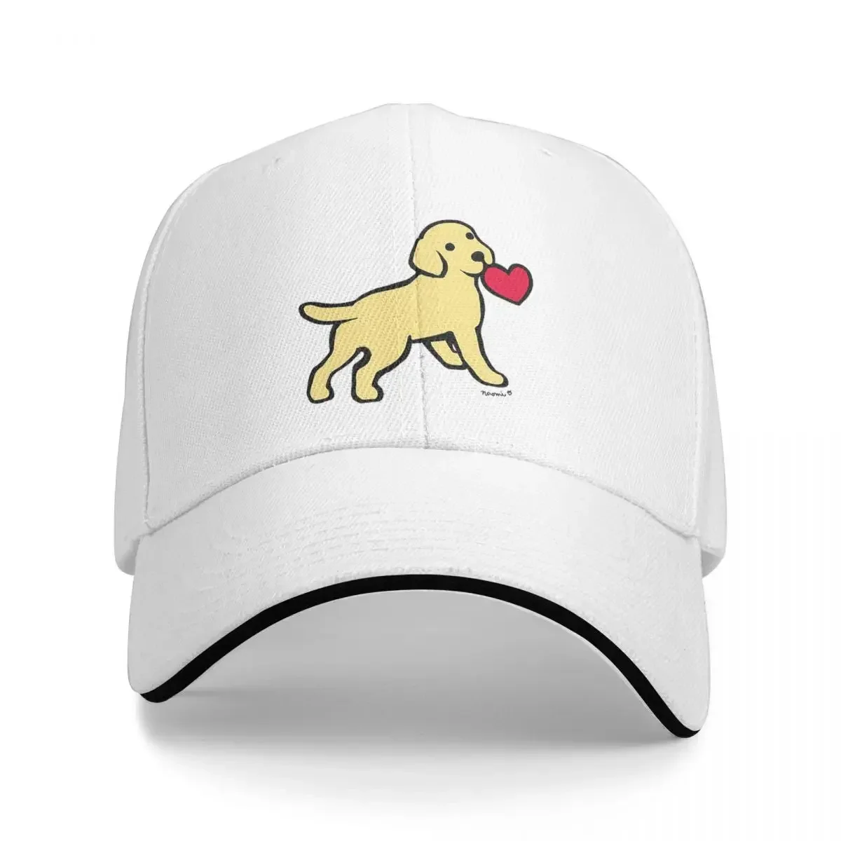 Yellow Labrador Puppy With A Little Heart Baseball Caps Snapback Fashion Baseball Hats Breathable Casual Outdoor For Men Women