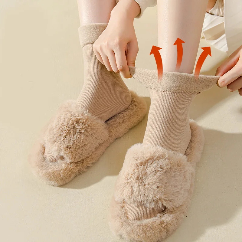 2/5 أزواج النساء الصلبة سنوفيلد الجوارب مريحة الدافئة سميكة منتصف جوارب أنبوبية موضة شريط العجل الجوارب بسيطة الإناث المنزل الجوارب #2