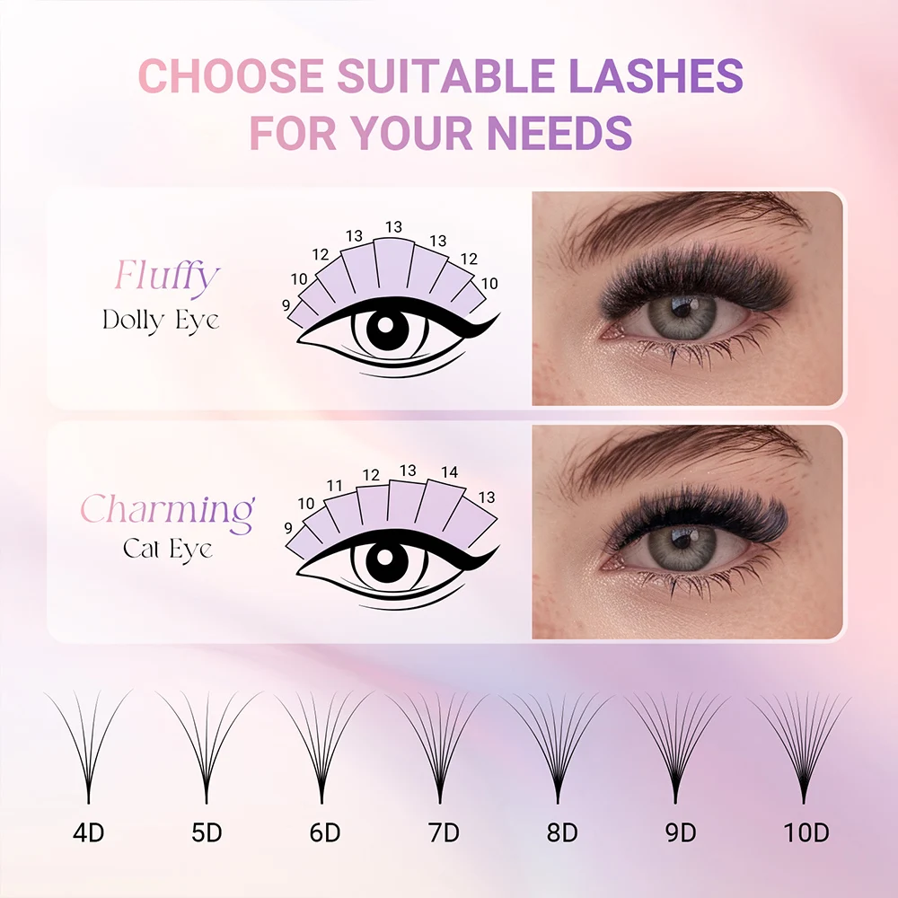 NAGARAKU Pointy Base Lashes Premade Volume Fans Eyelash Extension 0.07mm 4D 5D 6D 10D Sharp Thin Stem Russian Fans Ready