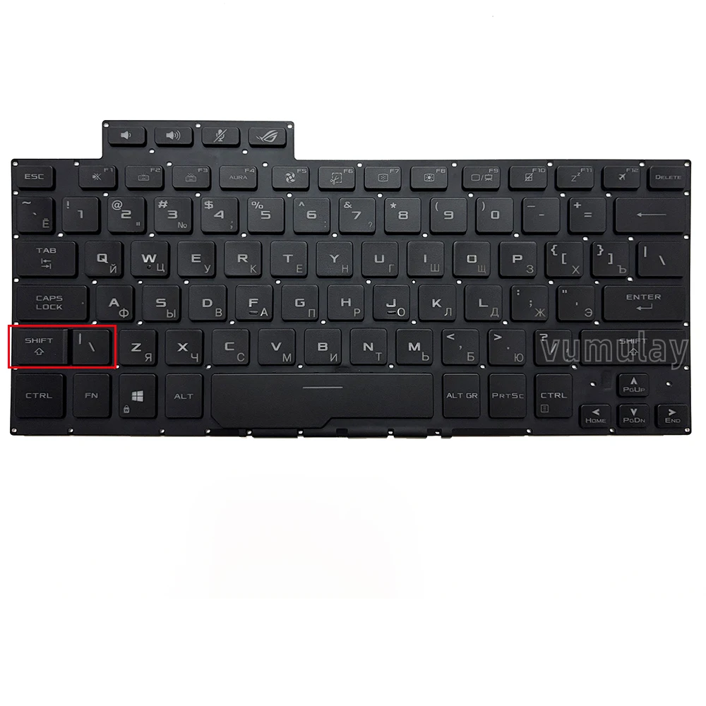 Klawiatura amerykańska Stany Zjednoczone/Rosyjskie/Ukraińskie dla ASUS ROG Zephyrus G14 GA401 2021 GA401I GA401QC GA401QE GA401QH GA401QM GA401IHR GA401IV GA401U GA401M GA401QM — zdjęcie produktu 4