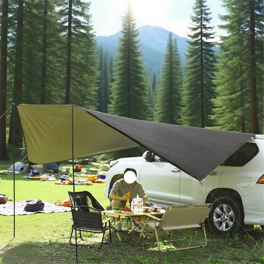 General Bat Wing SUV Side Awning 2.8x3.8m Triple Black-Coated 99% Waterproof Car Shelter for Camping with Mounting Kit