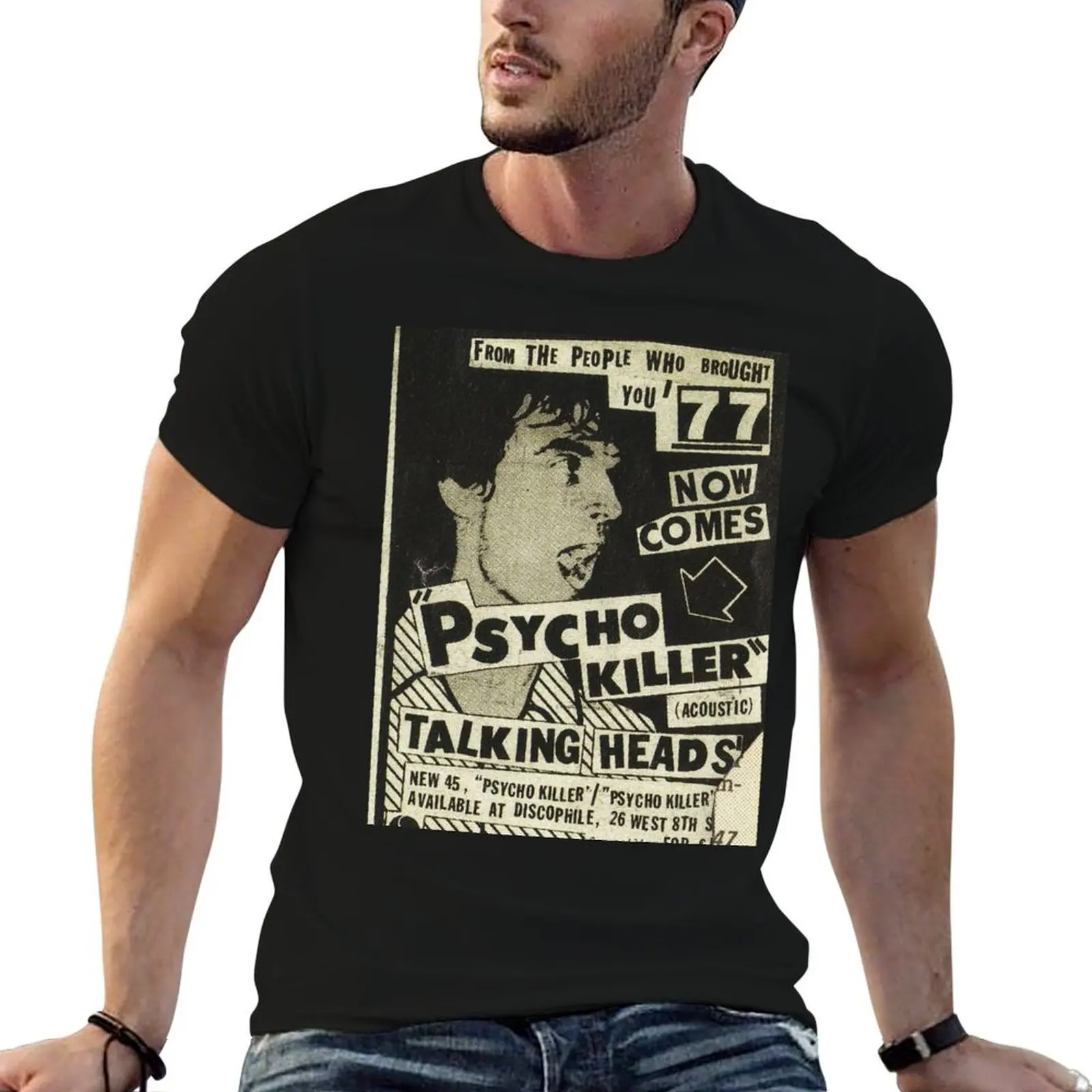 

Psycho Killer - Talking Heads post-punk concert poster 1977 T-Shirt g man t shirts for men t shirts for man cotton T-Shirt