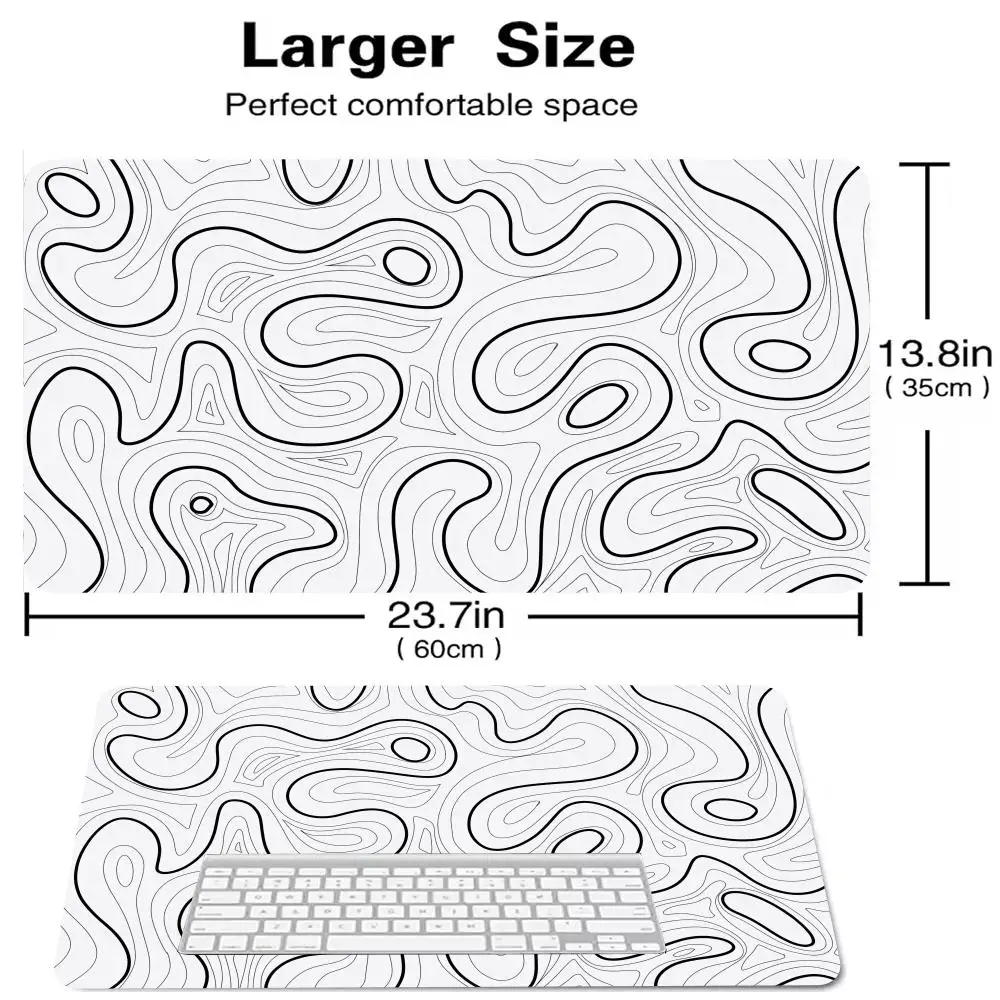 

1 шт. игровой коврик для мыши XXL, большой коврик для клавиатуры 400X900 мм, топографический коврик для мыши, черно-белый коврик для мыши для клавиатуры с защитой от сглаза