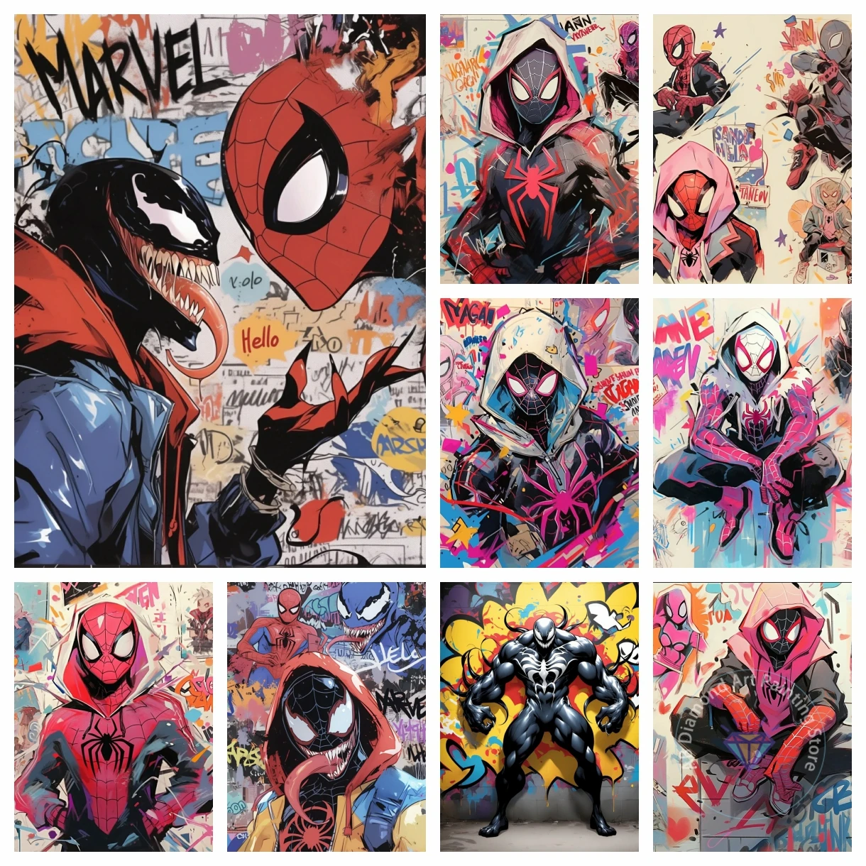 

Spiderman Venom Graffiti 5D DIY AB Diamond Painting Set Embroidery Color Oil Painting Handmade Art Home Decoration Children Gift