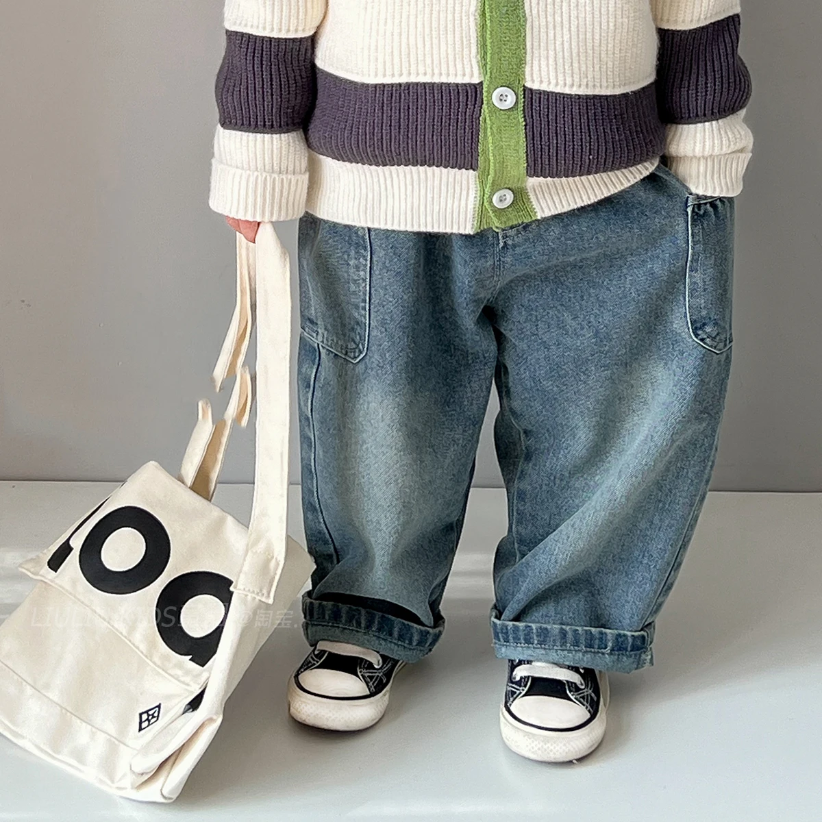 

Детские джинсы UNITIM для мальчиков, весна 2026, повседневные джинсовые брюки для малышей, универсальные однотонные прямые брюки для мальчиков