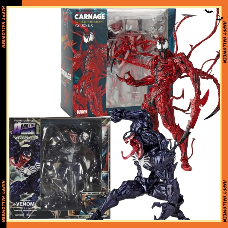 AMAZING YAMAGUCHI Carnage Venom Spider Man Marvel legends Action Figure Joint Movable Change Face Statue Model kids for Toy Gift