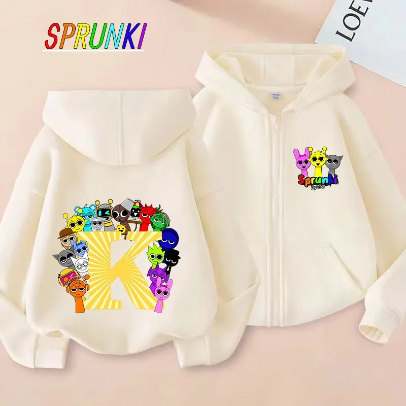 

Sprunki Jacket for Children Anime Cartoon Letter Fashion Loose Coats Boys Girls Autumn Hip Hop Sweatshirt Tops Kids Clothes Gift
