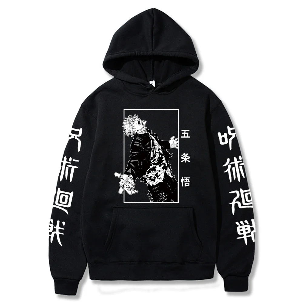 2021 Japanese Anime Hoodies Sweatshirt Jujutsu Kaisen Satoru Gojo Graphic Cartoon Harajuku Hoodie Sweatshirts Male