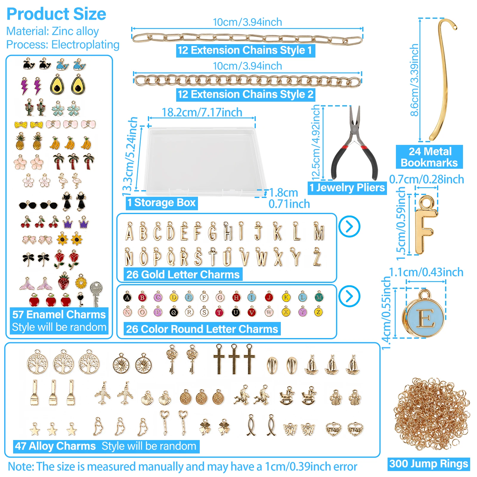 Metal Charm Bookmark Making Kit DIY Keychain Bookmark Making Kit with Jewelry Pliers Zinc Alloy Bookmarks Set for Book Lovers