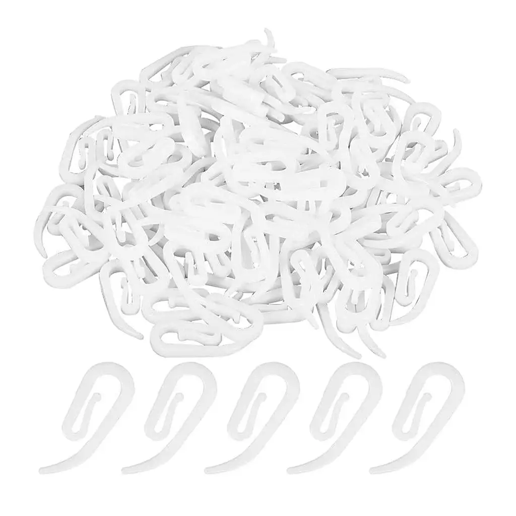 50/100pcs Curtain Hooks Curtains White Plastic Nylon Tape Gliders Sliders