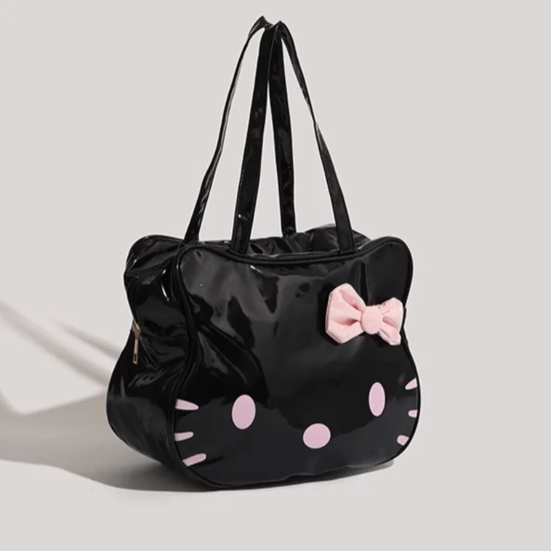 

Sanrio Hello Kitty Girl Fashion Casual Cute Big Bag Cartoon Bow Going Out Hand Carry Shoulder Bag Black