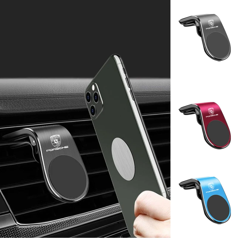 Support de téléphone de voiture magnétique, support en métal, accessoires pour Porsche Panamera, broderie, enne, Taycan, 911, 718, Macan Carrera-ight, 928, 944, 968, 1 pièce